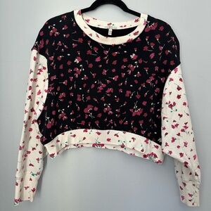 Joie Black and Cream Floral Sweatshirt